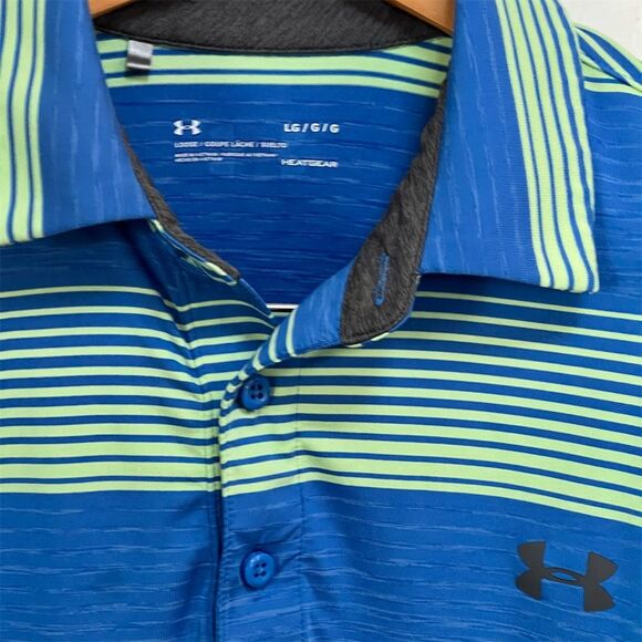 Under Armour‎ Blue and Green Striped Polo Shirt - Picture 4 of 6